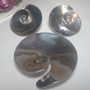 Estate Snail style post Earrings & matching Pin Sterling Silver Mexico Set#16507